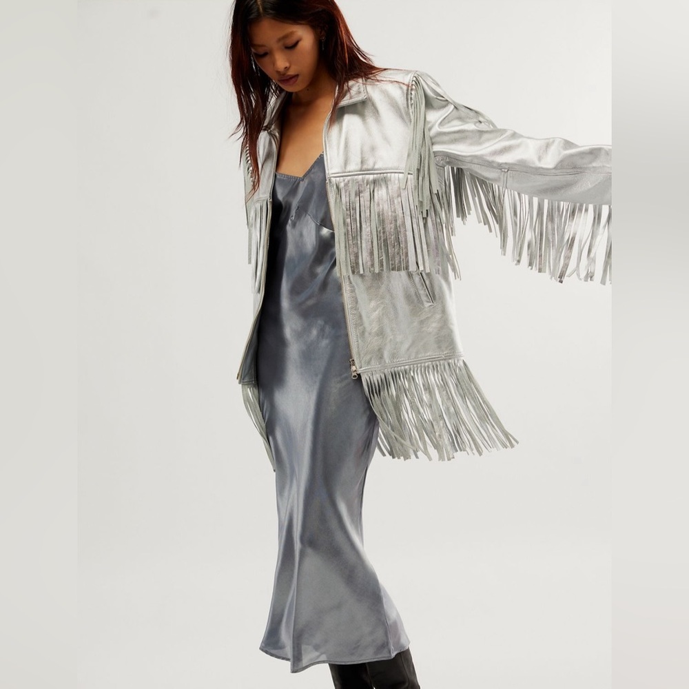 Understated Leather Cosmic Silver Fringe Leather Jacket